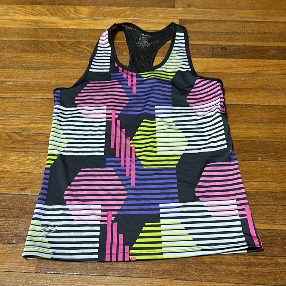 Cover Girl Active Colorful Geometric Workout Racerback Tank, Large